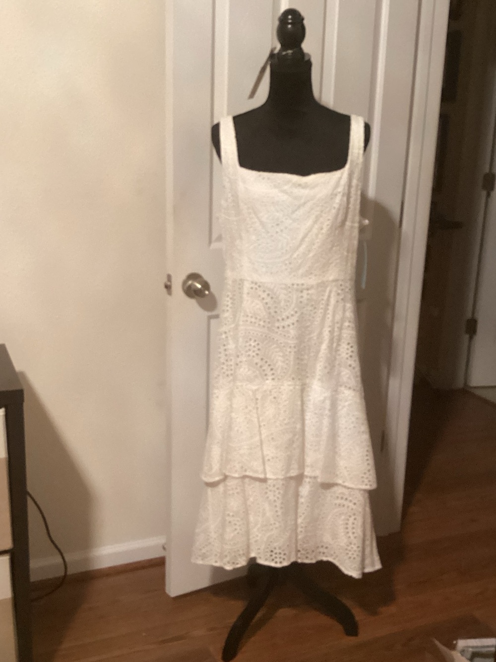 ANTONIO MELANI White Eyelet Tiered Maxi Dress